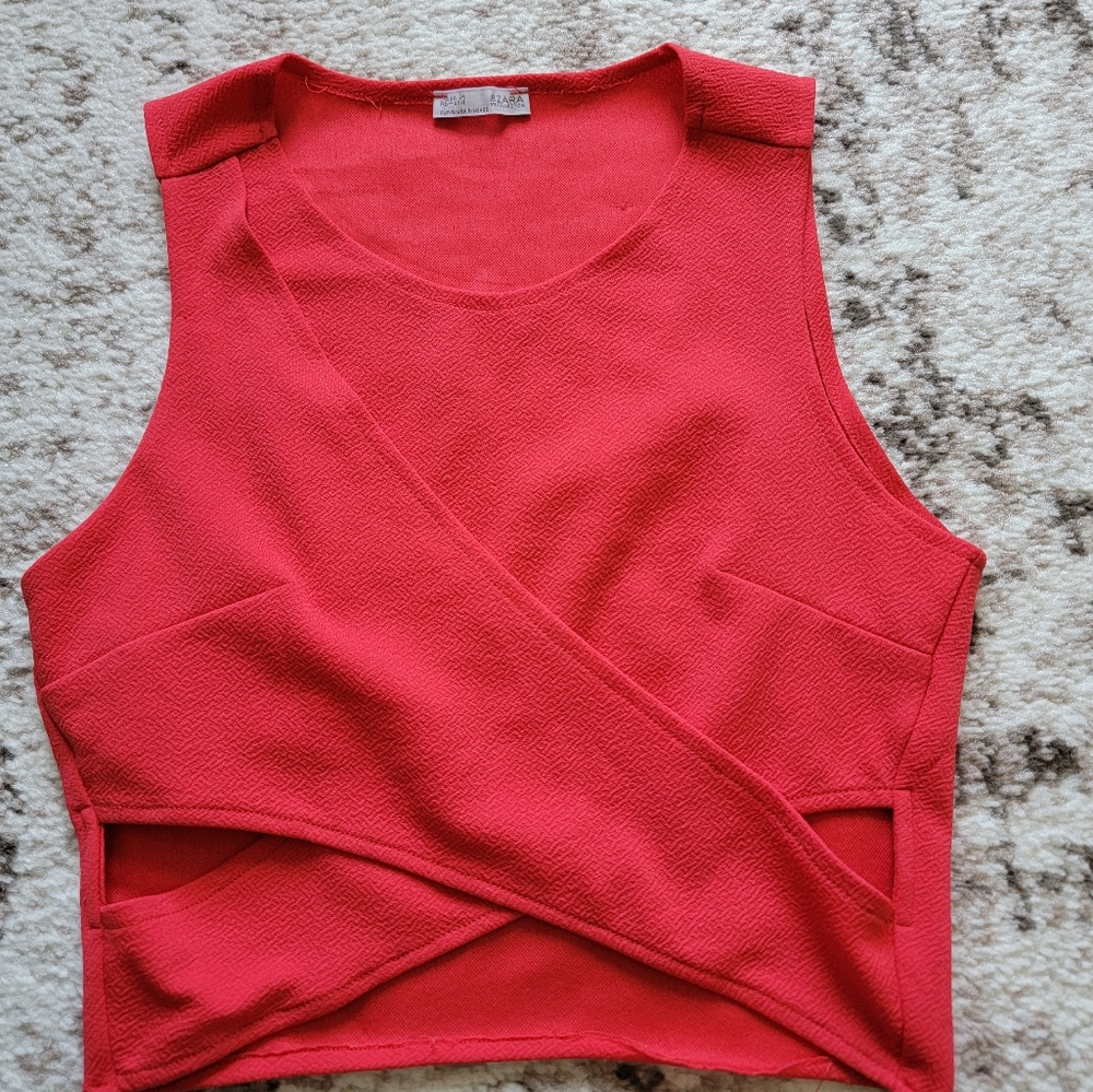 Zara Red Magenta Crop Top Size XS